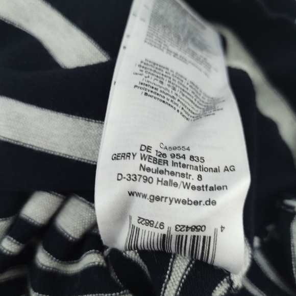 Navy and Gray Stripe Tunic Length Boat Neck Sweater | Size 14 | GERRY WEBER | - Picture 8 of 11